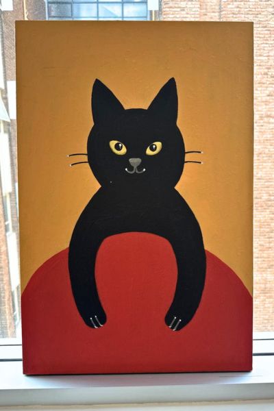 artista emergente coleccion black cat gatos rescate arte Barrio Chino Firma de autenticidad en la obra Encuentro Etéreo, asegurando su exclusividad y valor en el mercado del arte contemporáneo.