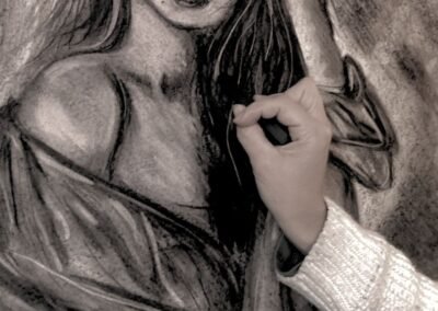 Texture and Relief in Eloquent Intimacy - Charcoal Art with Emotional Depth