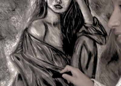 Detail of Eloquent Intimacy - Artistic Precision Charcoal Techniqu